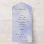 Moderne minimale Waterverf Periwinkle Geen avondet All In One Uitnodiging (Binnen)