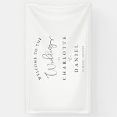 Moderne, minimale, witte bruiloft spandoek (Verticaal)