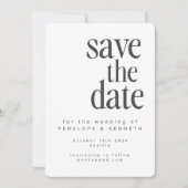Moderne, minimale witte, eenvoudige bruiloft save the date (Voorkant)