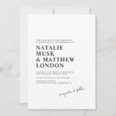 Moderne, minimale witte en zwarte bruiloft kaart (Voorkant)