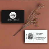 Moderne minimale witte en zwarte Logo QR-code Visitekaartje