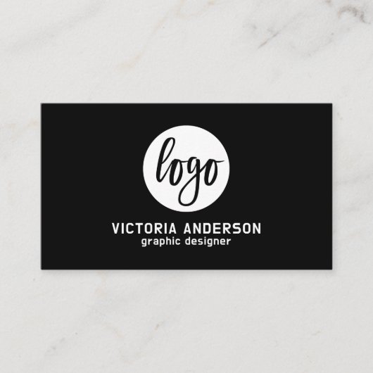 Moderne minimale witte en zwarte Logo QR-code Visitekaartje (Voorkant)