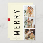 Moderne, minimale witte feestelijke kerstkaart 3 kaart (Voorkant / Achterkant)