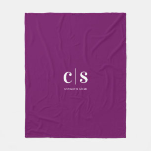 Moderne minimale witte monogram fleece deken