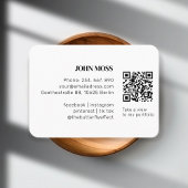 Moderne minimale witte QR-code Visitekaartje