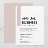 MODERNE MINIMALE WITTE ROZE CONFERENTIE EVENEMENT KAART (Voorkant / Achterkant)