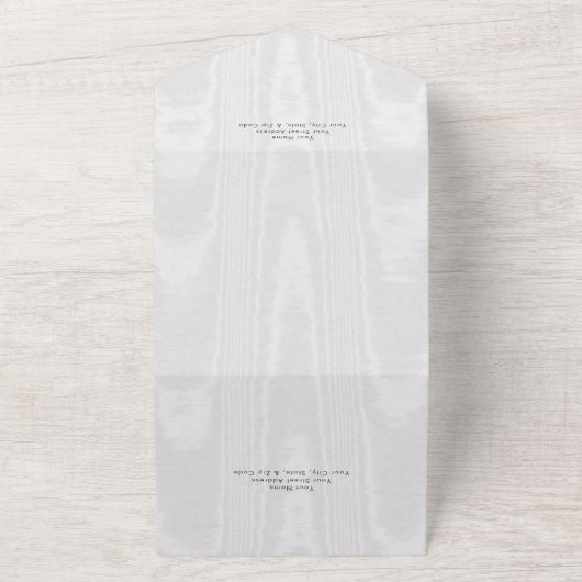 Moderne minimale witte satijnen taffeta diner all in one uitnodiging (Buitenkant)