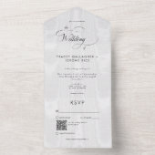 Moderne minimale witte satijnen taffeta QR-code All In One Uitnodiging (Binnen)