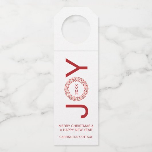 Moderne minimale zakelijke kerstcadeautjes. flessenhanger (Voorkant)