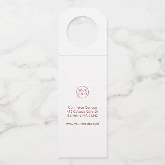 Moderne minimale zakelijke kerstcadeautjes. flessenhanger (Achterkant)