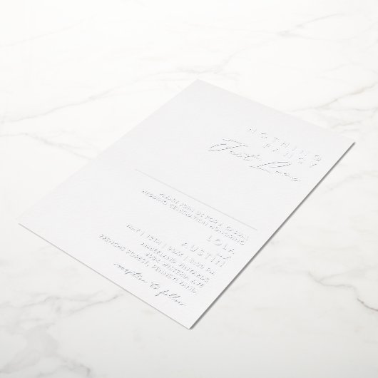 Moderne minimale zilver niets Fancy gewoon van ech Folie Uitnodiging (Gedraaid)