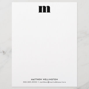 Moderne, minimale zwart-wit, aangepast monogram briefhoofd