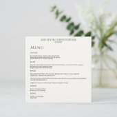 Moderne minimale zwart & wit bruiloft receptie menu (Staand voorkant)