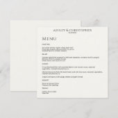 Moderne minimale zwart & wit bruiloft receptie menu (Voorkant / Achterkant)
