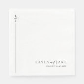 Moderne minimale zwart wit bruiloft servetten LAYL (Voorkant)