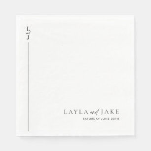 Moderne minimale zwart wit bruiloft servetten LAYL