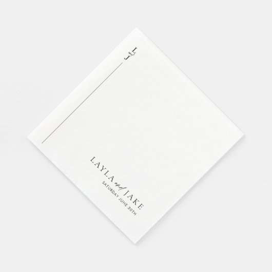 Moderne minimale zwart wit bruiloft servetten LAYL (Hoek)