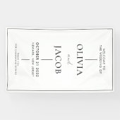 Moderne Minimale Zwart-Wit Bruiloft Welkom Spandoek (Horizontaal)