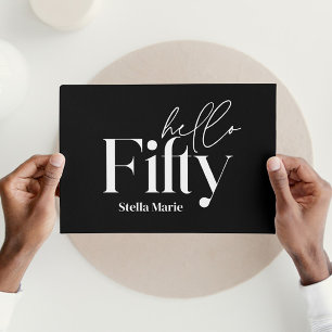 Moderne minimale zwart & wit eenvoudige 50e verjaa kaart