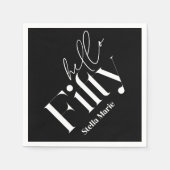 Moderne minimale zwart wit eenvoudige 50e verjaard servet (Voorkant)