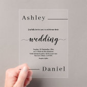Moderne minimale zwart-wit elegante bruiloft acryl uitnodigingen (Insitu (Draagbaar))