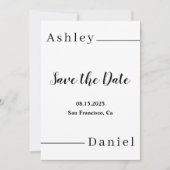Moderne minimale zwart-wit elegante bruiloft save the date (Voorkant)