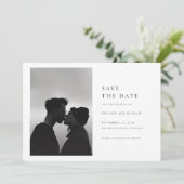 Moderne Minimale Zwart-wit foto Bewaar de datum Kaart (Staand voorkant)