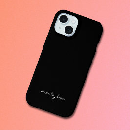 Moderne minimale zwart-wit monogram Volledige naam iPhone 15 Hoesje