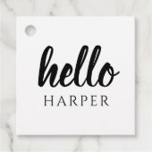 Moderne minimale zwart-witte Hallo en uw naam Bedankjes Labels (Voorkant)