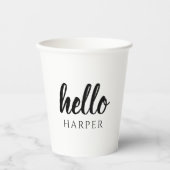 Moderne minimale zwart-witte Hallo en uw naam Papieren Bekers (Voorkant)