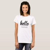 Moderne minimale zwart-witte Hallo en uw naam T-shirt (Voorkant volledig)