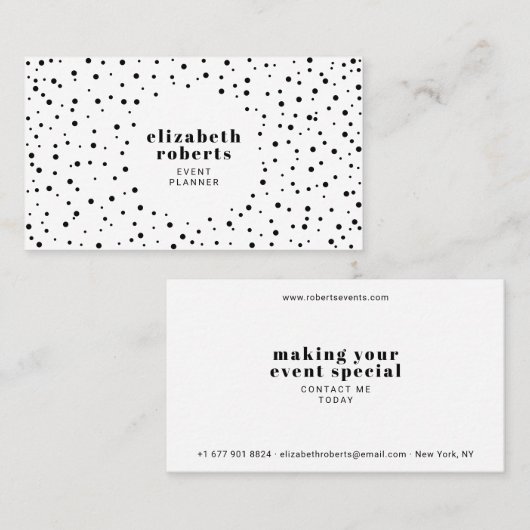 Moderne minimale zwart-witte stippen patroon visitekaartje (Voorkant / Achterkant)