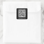 Moderne minimale zwarte aangepaste QR-codeprofessi Vierkante Sticker (Tas)