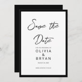 Moderne, minimale zwarte achtergrond save the date (Voorkant / Achterkant)