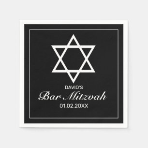 Moderne, minimale zwarte bat Mitzvah Servet