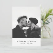 Moderne, minimale zwarte bruiloft foto kaart (Staand voorkant)