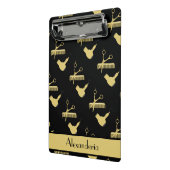 Moderne, minimale zwarte en goudkaptiste mini klembord (Angled2)