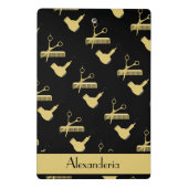 Moderne, minimale zwarte en goudkaptiste mini klembord (Achterkant)