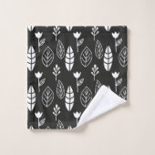 Moderne minimale zwarte en witte botanische blader bad handdoek (Wasdoekje)