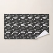 Moderne minimale zwarte en witte botanische blader bad handdoek (Handdoek)