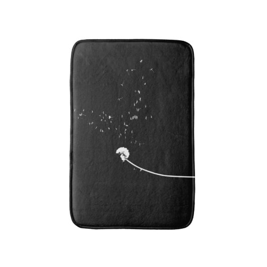 Moderne, minimale zwarte en witte deandelionventil badmat (Voorkant Verticaal)