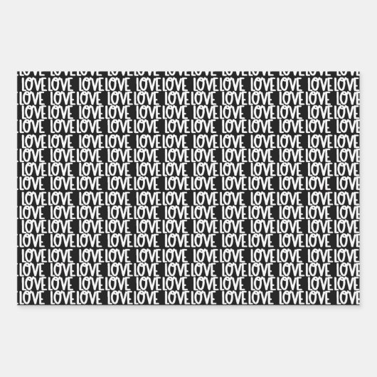 moderne minimale zwarte en witte harten inpakpapier vel (Voorkant)