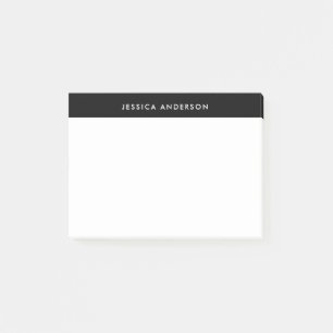 Moderne, minimale zwarte en witte naam post-it® notes
