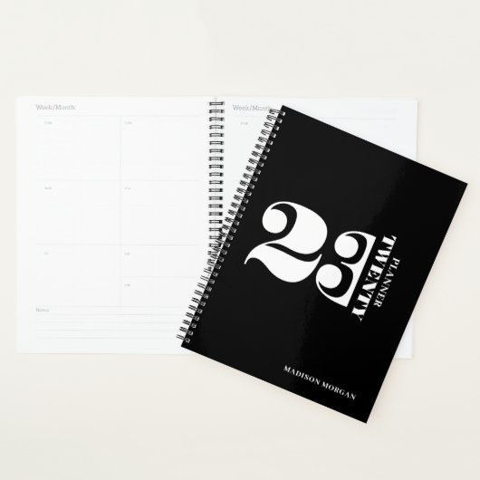 Moderne minimale zwarte en witte typografie planner (Display)
