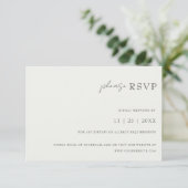 Moderne minimale zwarte en witte typografie RSVP kaartje (Staand voorkant)
