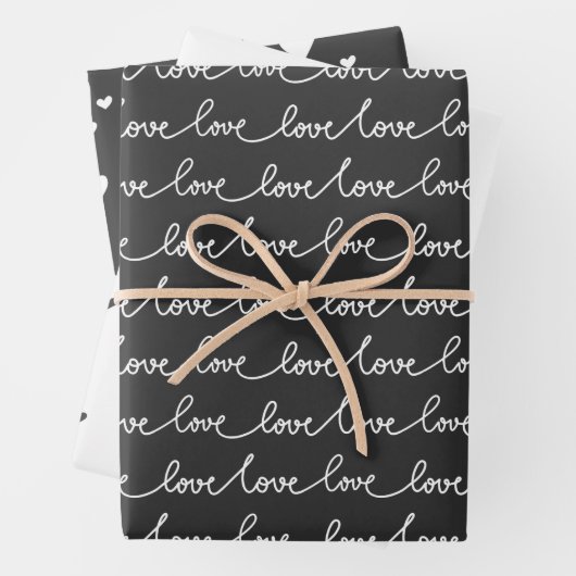 Moderne minimale zwarte en witte Valentijn Inpakpapier Vel (In situ)