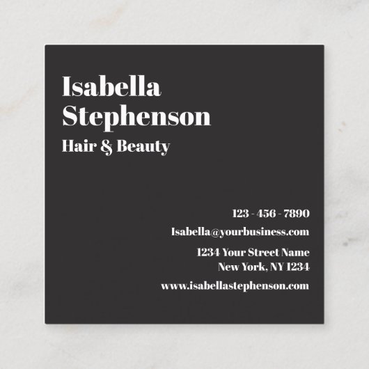 Moderne minimale zwarte en witte vlek vierkante visitekaartje (Achterkant)