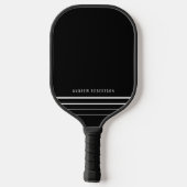 Moderne minimale zwarte gepersonaliseerde naam pickleball paddle (Achterkant)