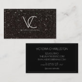 Moderne minimale zwarte glitter visitekaartje (Voorkant / Achterkant)