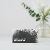 Moderne minimale zwarte houtskool krabbel scanbaar visitekaartje (Staand voorkant)